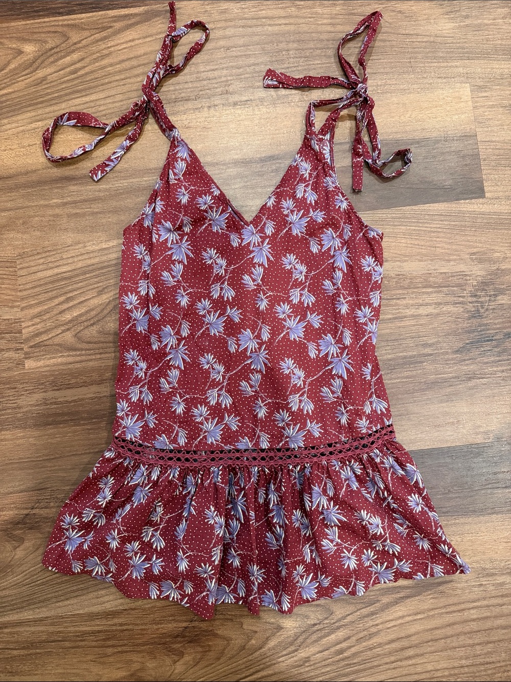 Eberjey Red Floral Tie-Shoulder Mini Dress